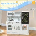 Cozinha de Brincar para Crianças Cozinha Infantil de Madeira com Acessórios Máquina de Gelo e Ardósia 83,8x26,8x81 cm Branco