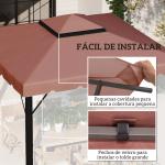 Toldo de Substituição para Pérgola 300x300 cm com Duplo Teto e 8 Orifícios de Drenagem Marrom