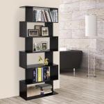 Estante com 6 Prateleiras para Livros em Formato S 80x24x191 cm preto