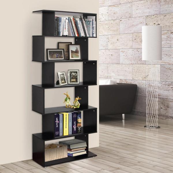 Estante com 6 Prateleiras para Livros em Formato S 80x24x191 cm preto