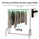 Charriot com Rodas 150x60x170 cm Organizador de Roupas com Rodas para Dormitório Entrada Corredor Preto
