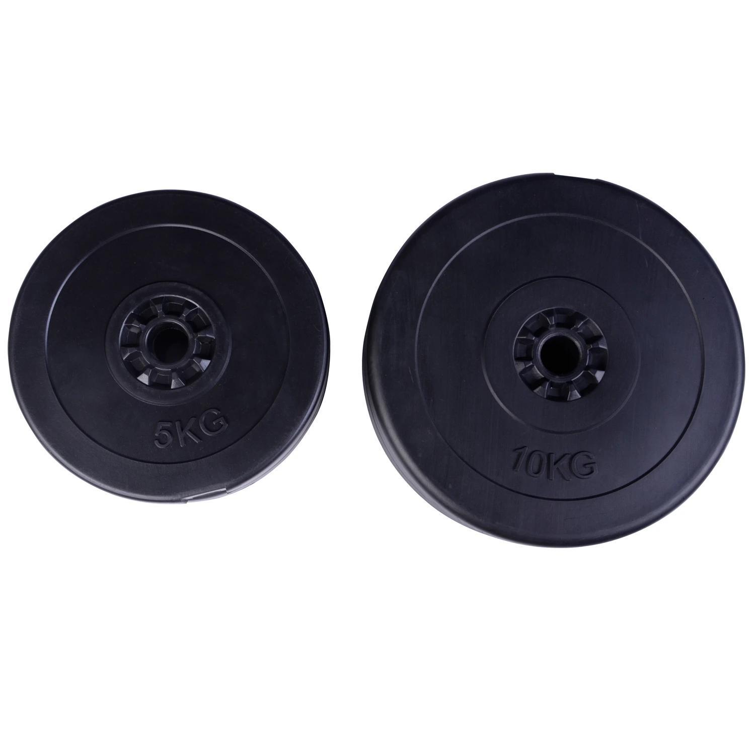 Conjunto de 4 discos de peso de 5 kg e 10 kg com orifício de Ø25 mm preto