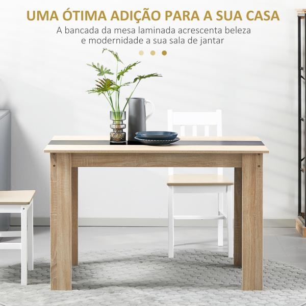 Mesa de Sala de Jantar para 4 - 6 Pessoas Estilo Moderno com Bancada de Melamina de Madeira Carga 50 kg 120x69x75 cm Madeira e Preto