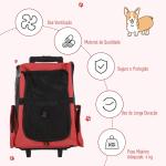 Transportadora 2 em 1 para Animais de Estimação Mochila ou Carrinho de Viagem para Cães e Gatos com 2 Rodas Alça Retrátil de Alumínio e Bolso de Armazenamento 42x25x55cm Vermelho