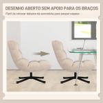 Poltrona Giratória Moderna Poltrona de Sala de Estar com Base de Cruz Estofada em Chenille Impermeável Assento Extra Largo e Pernas de Aço Poltrona Relax para Sala de Estar Quarto 75x95x90 cm Creme