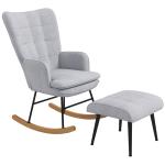 Poltrona Baloiço com Apoio para os Pés Poltrona Relax com Almofada Acolchoada e Anti - Tombo 64x89x90 cm Cinzento