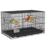 Gaiola para Pássaros 77x46x45 cm Gaiola de Metal para Pássaros com Bandeja Amovível 2 Poleiros e 2 Comedouros Preto