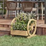 Floreira de Madeira com 3 Níveis para Exterior Design em Escada com Rodas e Orifícios de Drenagem 61x62x57 cm Madeira
