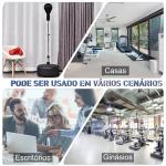 Punching Ball Ajustável em Altura com Base Recarregável Punching Ball de Boxe com Suporte e Luvas Ø48x136 - 154 cm Preto