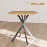 Mesa de Jantar Redonda para 2 - 4 Pessoas com Pernas Cruzadas em Aço Ø80x75 cm, Carvalho Branco
