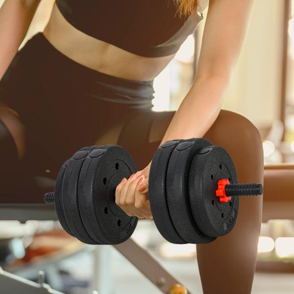 Conjunto de halteres 2 em 1 25 kg com barra ajustável Treinamento de força e levantamento de peso para ginasio preto