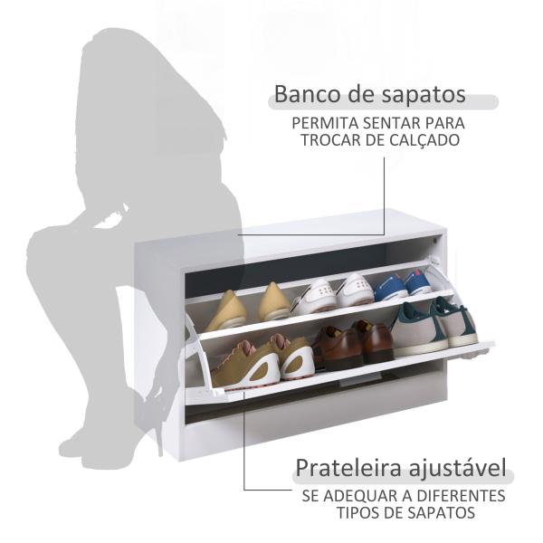 Móvel Cabide de Entrada de 3 Peças Armário de Entrada com Cabide Espelho e Sapateira 80x27x46,5cm Branco