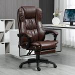 Cadeira de Escritório e Giratória Cadeira de Escritório com Altura Ajustável 6 Pontos de Massagem Controle Remoto e Apoio para os Pés Retrátil 68,5x68,5x119 - 127cm Marrom