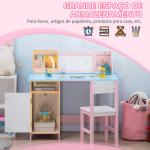 Conjunto de Mesa e Cadeira Infantil de Madeira com Quadro Branco Mesa de Estudo para Crianças acima de 5 Anos 90x45x85cm Rosa