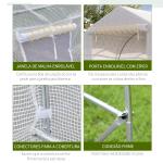 Estufa Tipo Túnel 400x200x200cm Estufa de Jardim com 6 Janelas Transpiráveis e Portas Enrolável com Zíper para Cultivo de Plantas e Verduras Branco