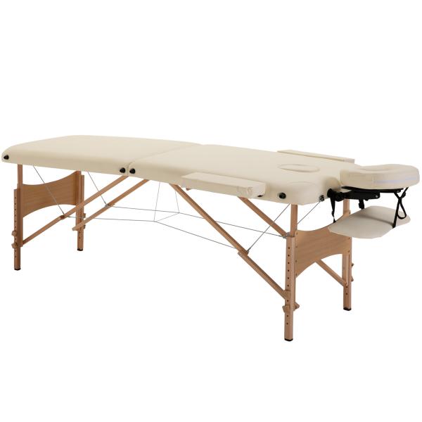 Marquesa de Massagem Dobrável Marquesa com Altura Ajustável 61 - 87 cm para Utilização Profissional 185x60 cm Creme