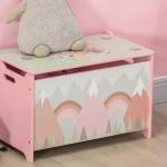 Baú de Brinquedos Organizador de Brinquedos para Crianças de 3 a 8 Anos com Estampado em Animaos 60x37x39 cm Rosa