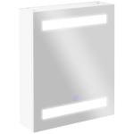 Armário Casa de Banho com Espelho e Luz LED 2 Prateleiras de Armazenamento e Interruptor Tátil 50x15x60cm Branco