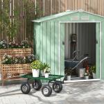 Carro de Transporte com Pega Revestida e 4 Rodas Grandes de Ø24 cm Carrinho de Jardim em Aço 94x48,5x100 cm Preto e Verde