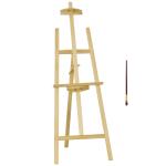 Cavalete de Desenho Estúdio Inclinável 90° com Suporte Tripé e Pincel 51,5x71,5x134,5cm Madeira Natural