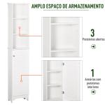 Coluna Casa de Banho com 1 Porta 3 Prateleiras Abertas e Prateleira Interior Ajustável 34x20x165cm Branco