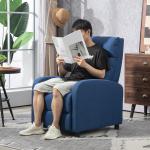 Poltrona Relax Reclinável até 155° Poltrona Reclinável Manual para Pessoas com Altura Inferior 195 cm 67x87x98 cm Azul Escuro