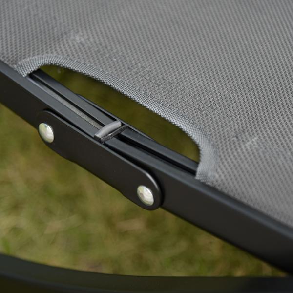 Conjunto 2 Espreguiçadeiras Ergonômicas Dobráveis em Forma de S com Estrutura de Alumínio Textilene para Piscina Pátio Jardim e Varanda 165x61x63cm Cinza