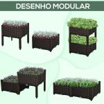 Conjunto de 2 Floreiras Quadradas Floreiras para Flores e Vegetais com Orifícios de Drenagem e Pés Altos 40x40x26 - 44cm Marrom