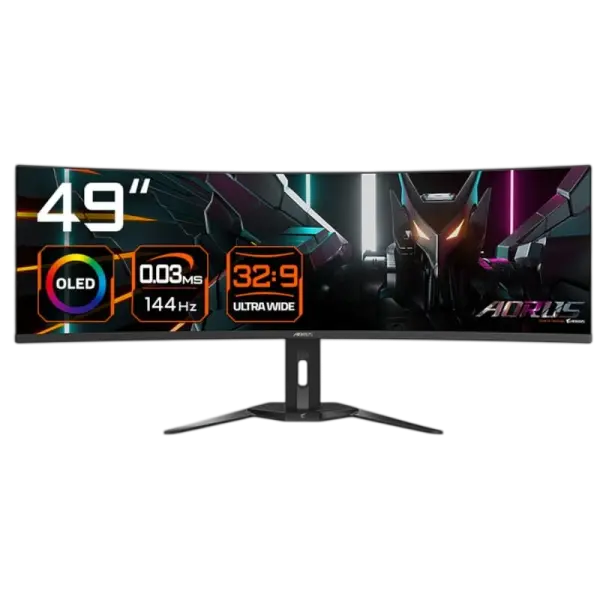 Monitor Curvo Aorus CO49DQ OLED 49 Dual QHD 32:9 144Hz FreeSync Premium Pro - GIGABYTE