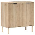 Aparador de Sala de Estar com Prateleira Ajustável Sistema Anti - Tombo e Pés de Madeira de Pinho 78x40x77,5 cm Carvalho