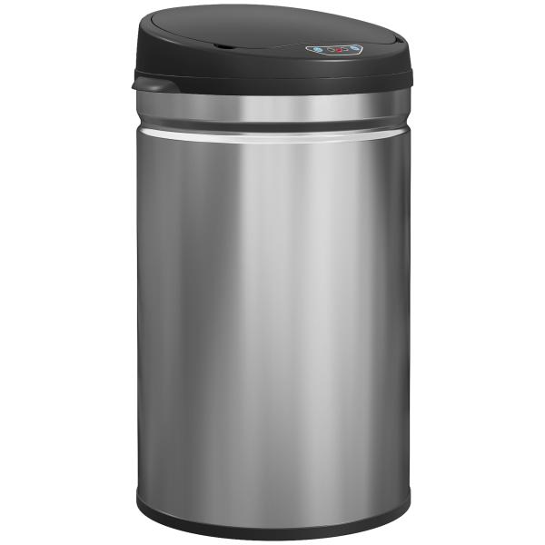 Balde de Lixo de Cozinha Automático 30 L em Aço Inoxidável Sensor Infravermelhos Fecho Automático 32x30,5x51 cm Prata