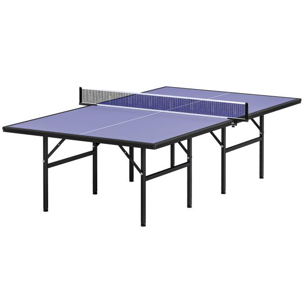 Mesa Dobrável de Ping Pong com Rede 152,5x274x76cm Tênis de Mesa e Material em Aço e MDF na cor Azul