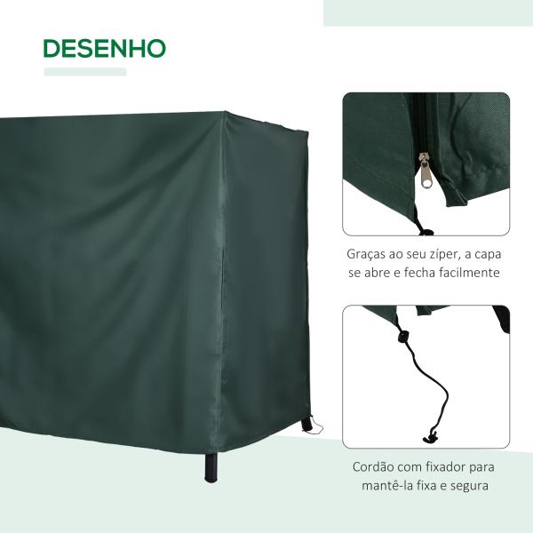 Capa para Móveis de Jardim Capa Protetora para Baloiços de Exterior com Zíper 205x124x164cm Verde