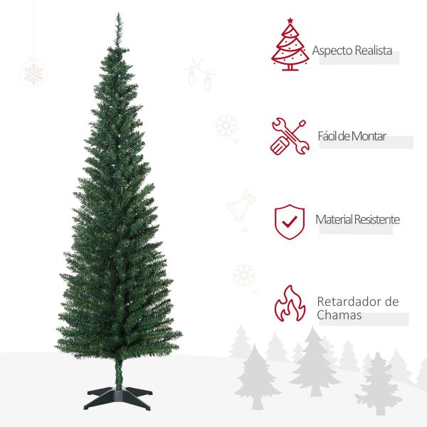 Árvore de Natal Artificial 180cm Ignífugo com 390 Pontas de Ramo PVC Decoração de Natal para Interiores Fácil de Montar Verde