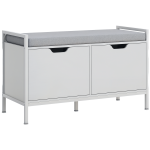 Banco Sapateira para Entrada com Assento Almofadado Amovível para 4 Pares de Sapatos 84x35x50 cm Branco