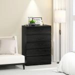 Cómoda 5 Gavetas Cômoda para Quarto Móvel de Arrumação Estilo Moderno 77x40x111,5 cm Preto Veteado