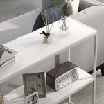 Mesa Consola de Entrada Mesa de Entrada com Estante Aberto e Estrutura de Aço Anti - tombo para Sala 100x30x87 cm Branco
