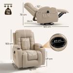 Poltrona de Massagem Reclinável até 145° com 8 Pontos de Massagem por Vibração Função de Aquecimento 82x99x103 cm Creme