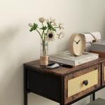 Mesa Consola Móvel de Entrada com Prateleira Aberta 2 Gavetas Frente em Vime Consola de Entrada 80x30x75 cm Marrom Rústico