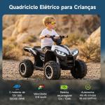 Quadriciclo Elétrico para Crianças de 3 - 5 Anos Veículo Eléctrico a Bateria 12V com 2 Motores 83x53x55,5cm Branco