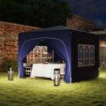 Tenda Dobrável 3x3 m com Painéis Laterais UPF50+ Tenda de Jardim com Altura Ajustável e Bolsa de Transporte Azul Escuro