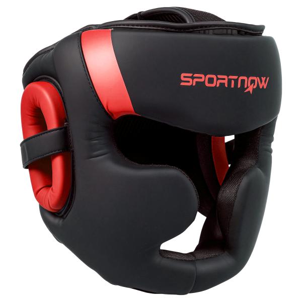 Capacete de Boxe com Correia Ajustável Protetor de Cabeça para Artes Marciais Karate Tamanho L Vermelho e Preto