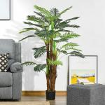 Planta Artificial Decorativa 160 cm Palmeira Artificial com Vaso e Folhas para Interior Verde