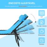 Espreguiçadeira de jardim dobrável e ajustável com 4 posições sistema de laço Estrutura de Aço 197x58x76 cm azul claro