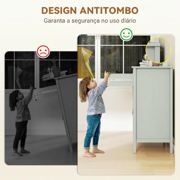 Aparador com Gaveta e Armário de 2 Níveis com Prateleira Ajustável Base Elevada e Amplo Tampo 80x40x90 cm Verde Claro