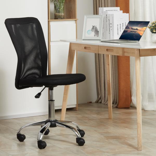 Cadeira de Escritório de Malha Giratória sem Apoio para os Braços com Altura Ajustável Carga 43x58x90 - 100 cm Preto