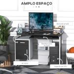 Mesa para Computador com Gaveta Armário e Suporte para CPU Secretária para Escritório 100x52x75cm Preto e Branco