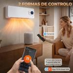Aquecedor Elétrico de Parede 2000W com 3 Modos, Wi - Fi, Ecrã LED, Termóstato, Temporizador e Oscilação Branco