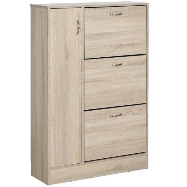 Sapateira com 3 Portas para até 12 Pares de Sapatos com Prateleira Ajustável em até 2 Níveis 79x26x120cm Madeira