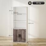 Estante para Livros Estreita Estante com Armário com Prateleira Ajustável 60x30x149,5 cm Branco e Castanho